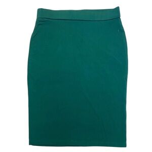 Forever 21 Green Knit Cotton Knee Length  Stretch Pencil Skirt Sz S‎